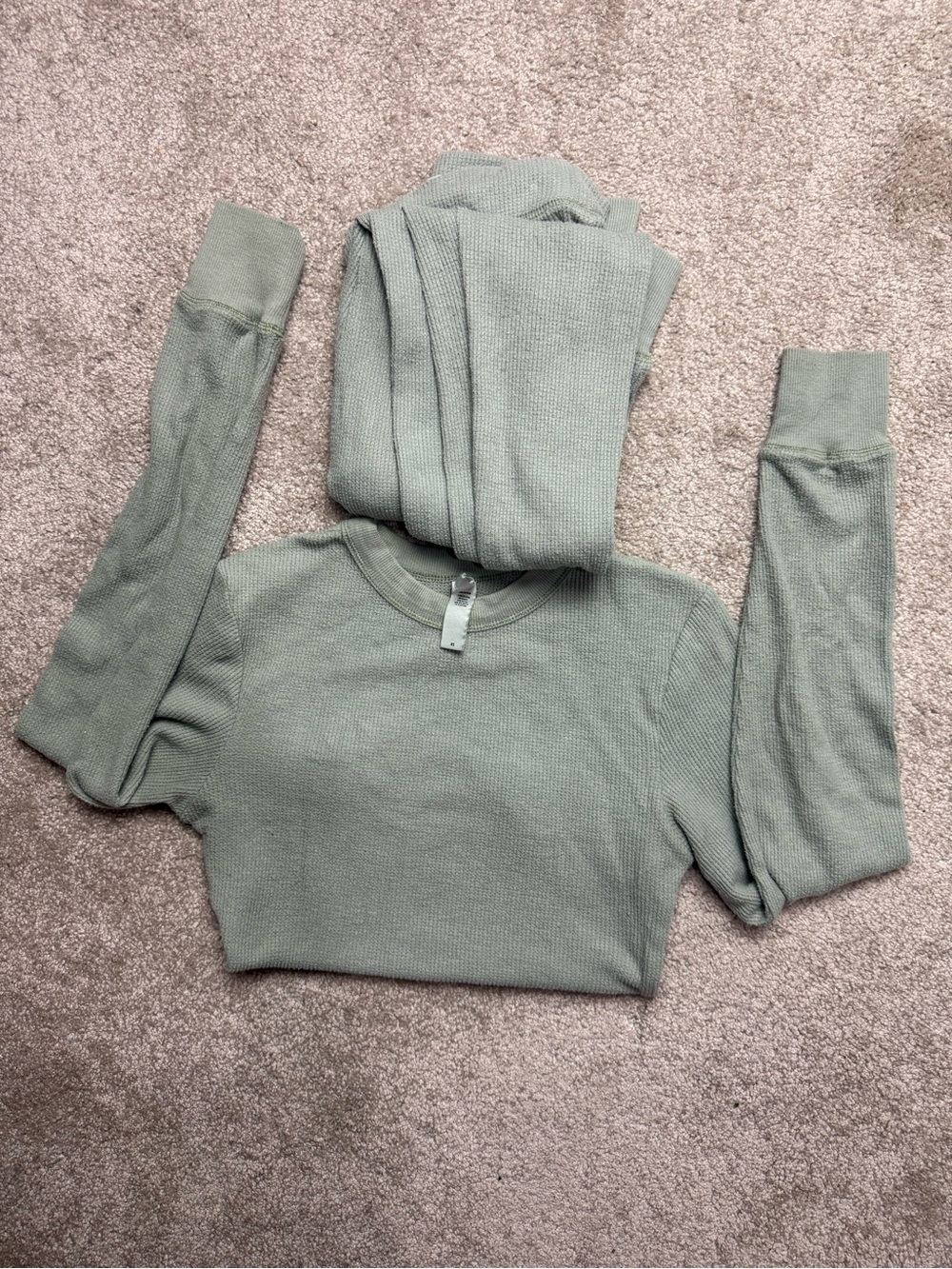 SKIMS Sage Green Waffle Crewneck Sweater